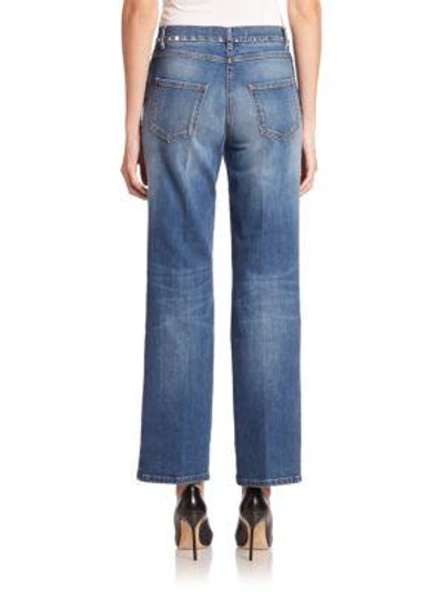 Shop Valentino Rock Stud Flared Jeans In Blue
