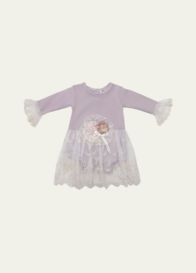 Shop Haute Baby Girl's Genevie Eyelet Lace Dress In Lilac