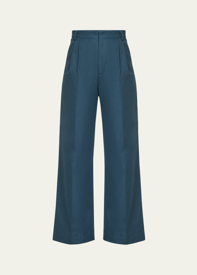 Shop Indress Pleated Flared Pants In Dark Emerald