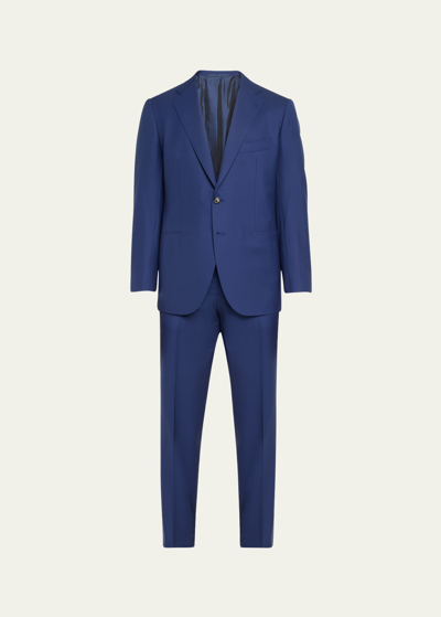 Shop Cesare Attolini Men's Super 150s Wool Suit In B21-blue