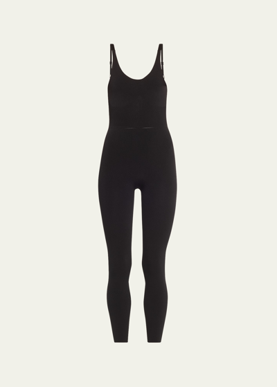 Shop Tracy Anderson Seamless Scoop-neck Active Jumpsuit In Black Oyster