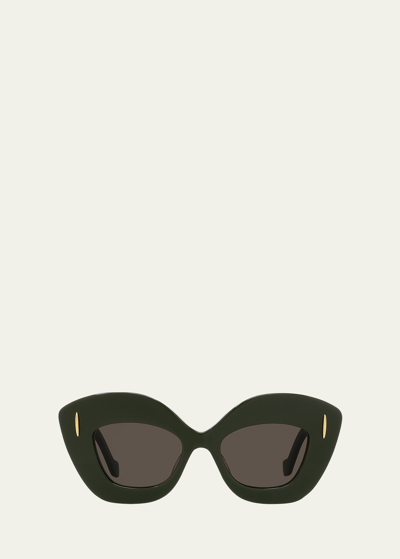 Shop Loewe Anagram Acetate Butterfly Sunglasses In Green