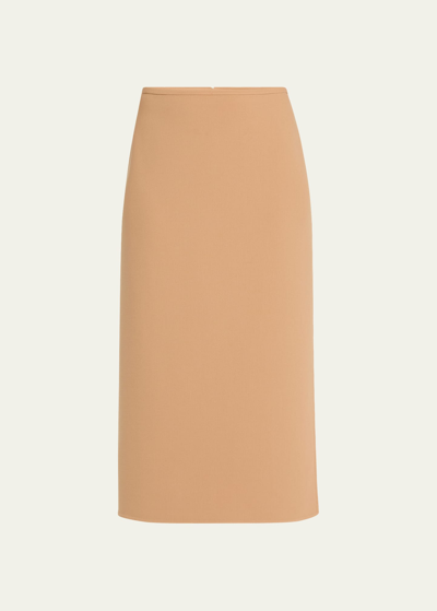 Shop Michael Kors Pencil Midi Skirt With Side Slits In Suntan