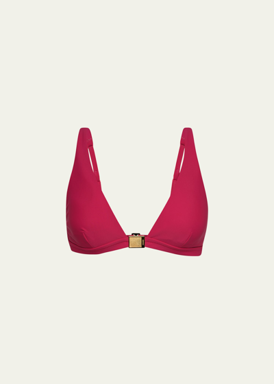 Shop L'agence Swim Lexie Solid Bikini Top In Berry