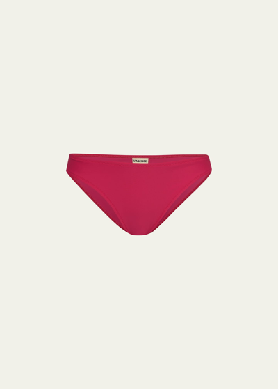 Shop L'agence Swim Nicole Solid Classic Bikini Bottoms In Berry