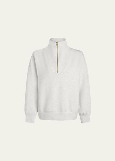 Varley Doublesoft Hawley Half-zip Sweatshirt In Ivory Marl