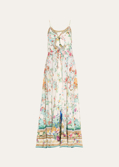 Shop Camilla Plumes And Parterres Crystal Tie-front Maxi Dress