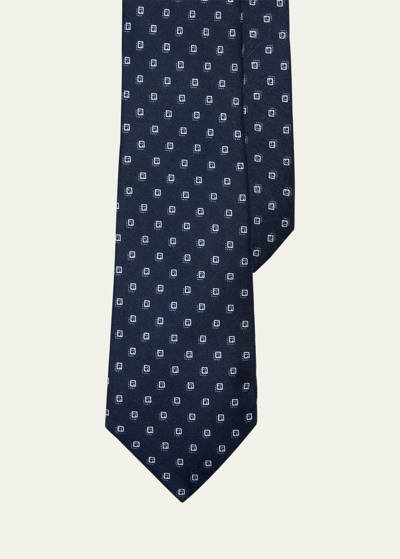 Shop Ralph Lauren Men's Dotted Squares Silk Tie In Navy