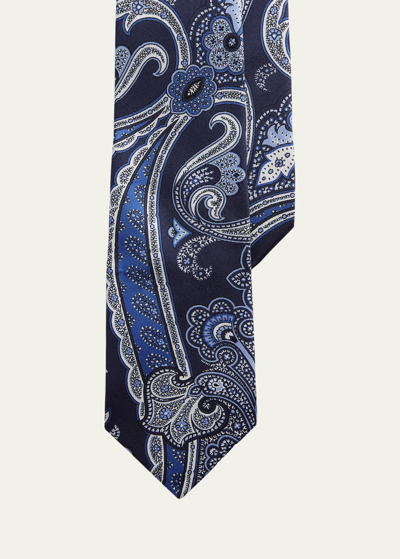 Shop Ralph Lauren Men's Tonal Paisley Tie In Navy Mu