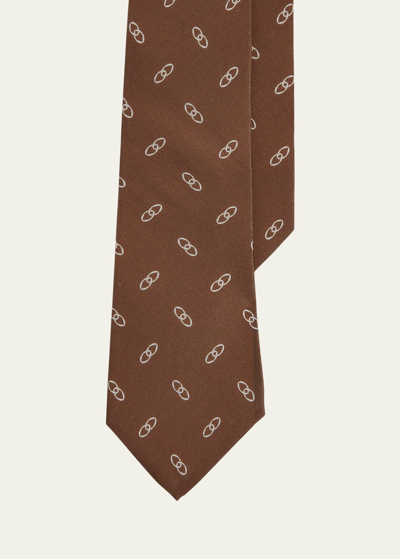 Shop Ralph Lauren Men's Linked Ovals Silk Tie In Brown