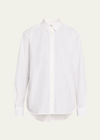 Shop Totême Signature Cotton Pinstripe Button-front Shirt In Open White