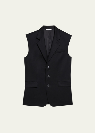 Shop Helmut Lang Men's Sleeveless Wool Blazer In Black