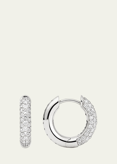 Shop Engelbert 18k White Gold Absolute Creoles Small Earrings With Diamonds