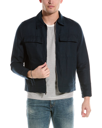 Shop Truth Linen-blend Jacket In Blue