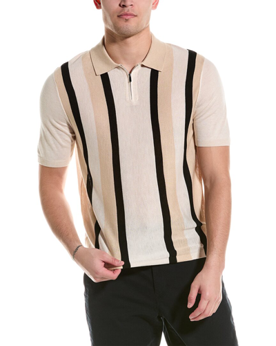 Shop Elie Tahari Vertical Stripe Cashmere-blend Polo Shirt In Black