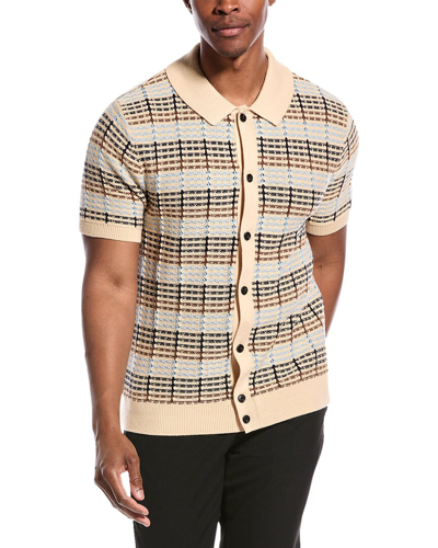 Shop Truth Collared Button-up Sweater In Beige