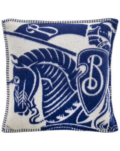 Shop Burberry Ekd Wool Cushion In Blue