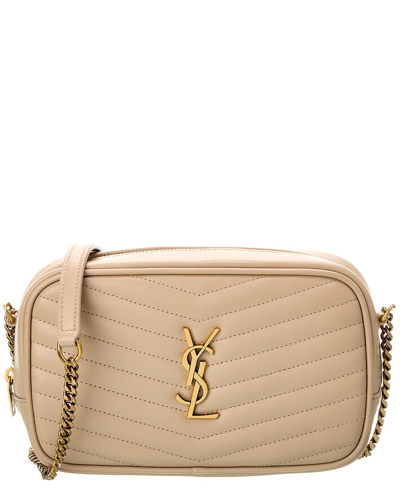 Shop Saint Laurent Lou Mini Quilted Leather Camera Bag In Beige