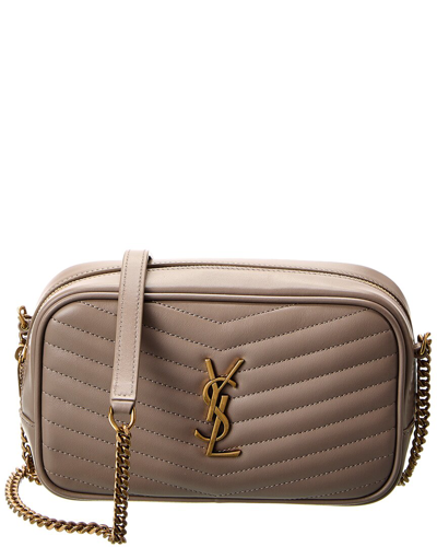 Shop Saint Laurent Lou Mini Quilted Leather Camera Bag In Beige