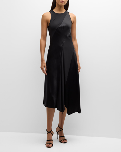Shop Cinq À Sept Solana Sleeveless Silk Midi Dress In Black