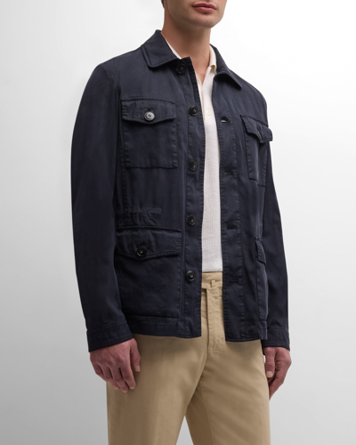 Shop Canali Men's Four-pocket Field Jacket In Navy