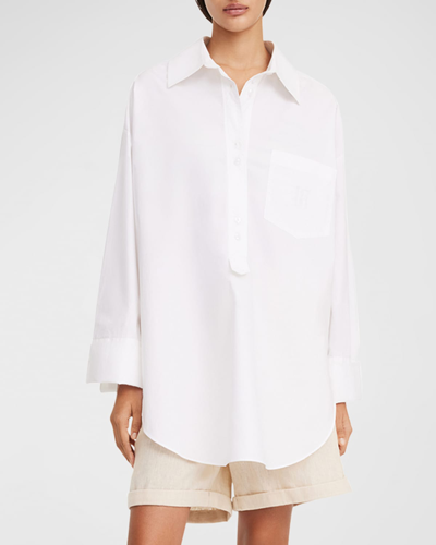 Shop By Malene Birger Maye Oversized Organic Cotton Shirt In Pure White