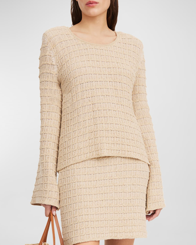 Shop By Malene Birger Charmina Flare-sleeve Knit Sweater In Oyster Gray