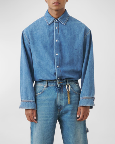 Shop Darkpark Men's Keanu Tencel Denim Shirt In Light Wash W051
