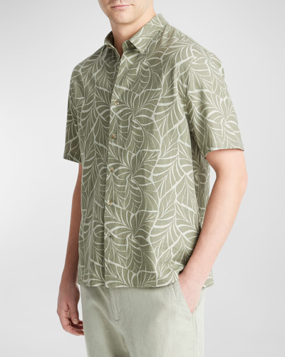Shop Vince Men's Knotted Leaves Sport Shirt In Dk Dried Cactusdr