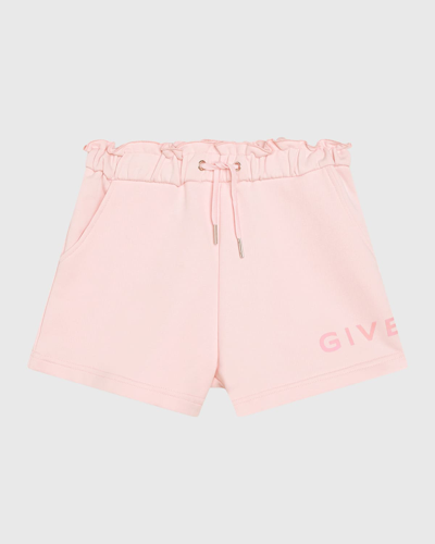Shop Givenchy Girl's Fleece Logo Shorts In Marshmallow
