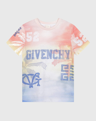Shop Givenchy Boy's Multicolor Logo-print Short-sleeve T-shirt