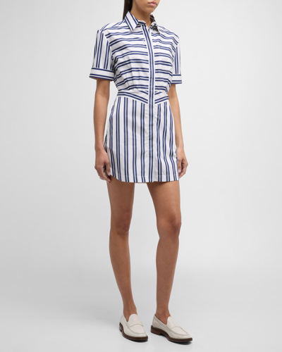 Shop Callas Milano Candide Striped Mini Shirtdress In Navywhite Stripes