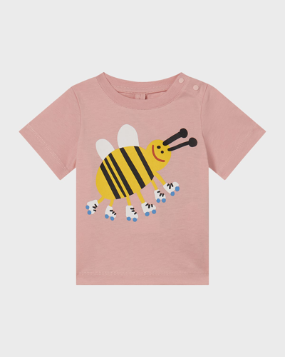 Shop Stella Mccartney Girl's Bumblebee Printed Short-sleeve Tee In Pink