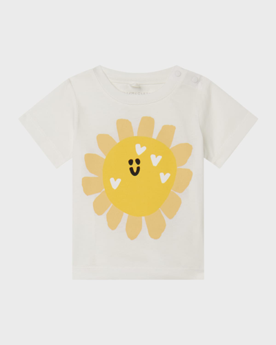 Shop Stella Mccartney Girl's Sunflower Face Printed Short-sleeve Tee In White