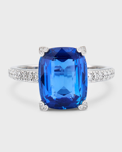 Shop Chopard High Jewelry 18k White Gold One-of-a-kind Blue Sapphire Solitaire Ring In 10 White Gold