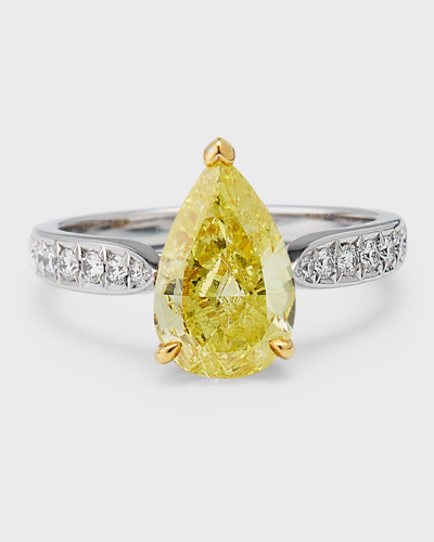 Shop Chopard High Jewelry 18k White Gold One-of-a-kind Yellow Diamond Solitaire Ring In 20 Platinum