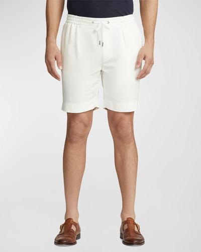 Shop Ralph Lauren Purple Label Men's Silk And Linen Drawstring Shorts In White