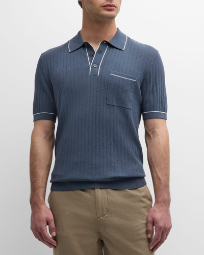 Shop Rails Men's Hardy Ribbed Polo Shirt In Faded Navy
