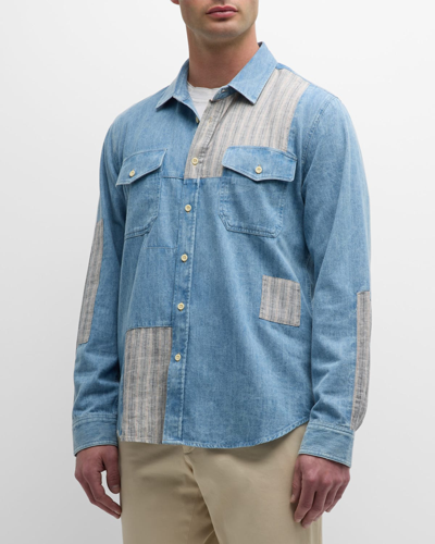 Shop Rails Men's Larsen Patchwork Button-down Shirt In Medium Indigo Pat