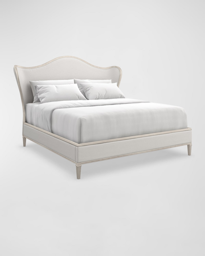 Shop Caracole Bedtime Beauty King Bed In White, Silver Lea