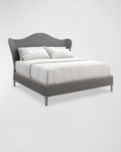 Shop Caracole Bedtime Beauty Queen Bed In Charcoal, Sea Smo