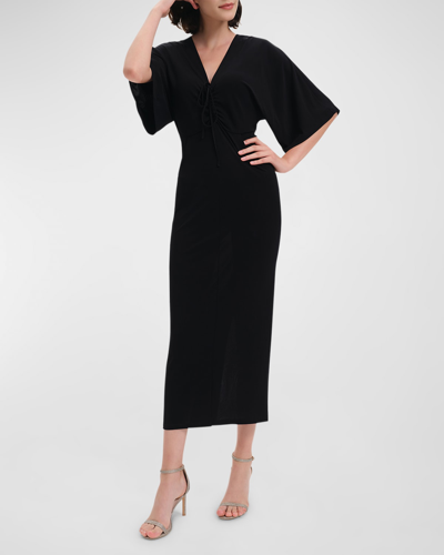 Shop Diane Von Furstenberg Valerie Ruched Bodycon Jersey Midi Dress In Black