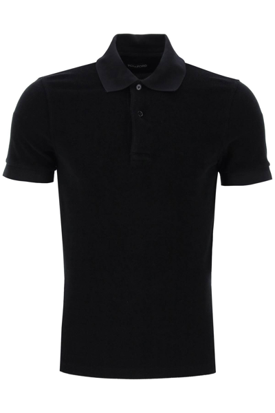 Shop Tom Ford Lightweight Terry Cloth Polo In Black