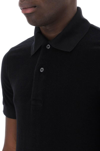 Shop Tom Ford Lightweight Terry Cloth Polo In Black