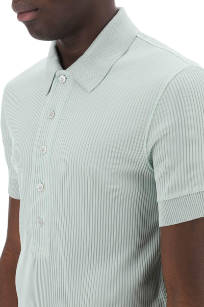 Shop Tom Ford "ribbed Knit Polo With Shiny In Green