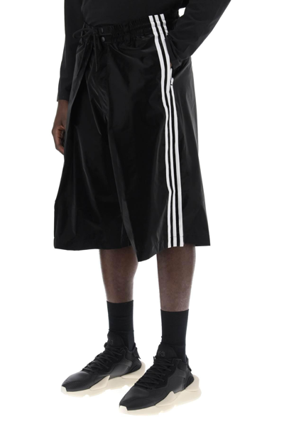 Shop Y-3 Shiny Nylon Bermuda Shorts In Black