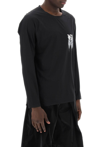 Shop Y-3 Long-sleeved Perforated Jersey T In Black