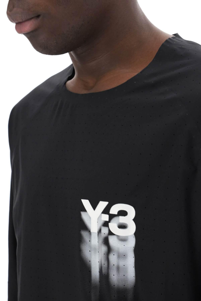 Shop Y-3 Long-sleeved Perforated Jersey T In Black