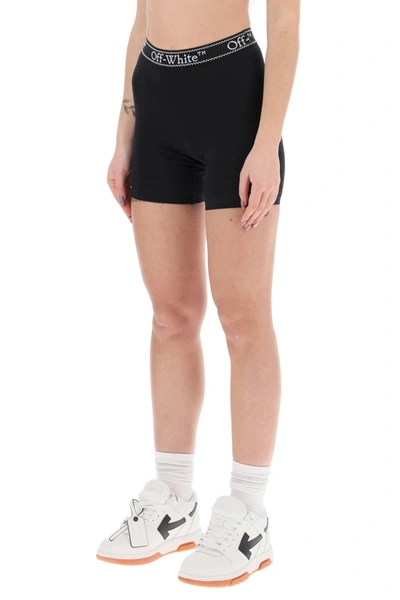 Shop Off-white Off White Sporty Shorts With Branded Stripe