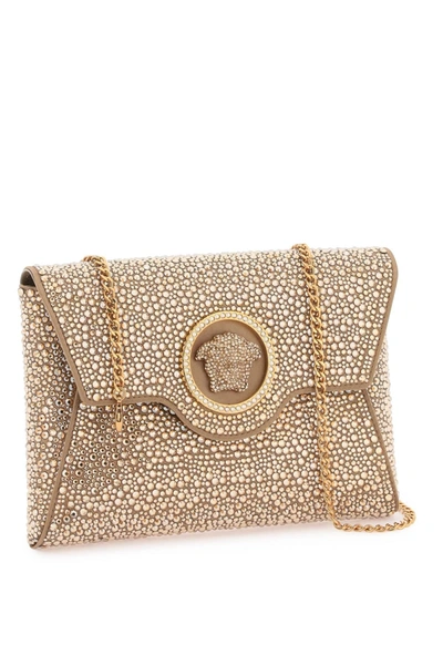 Shop Versace La Medusa Envelope Clutch With Crystals